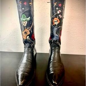 Vintage Rocketbusters Cowboy Boots with Colorful Skeleton Design
